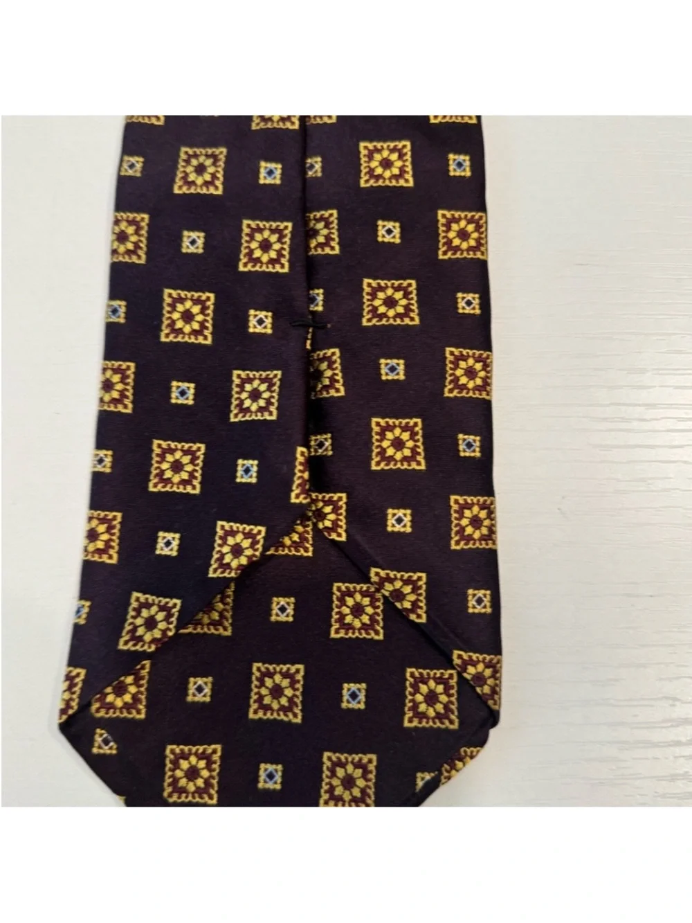 J.A.S. Bank Men’s Burgundy Tie with Gold Square Medallions